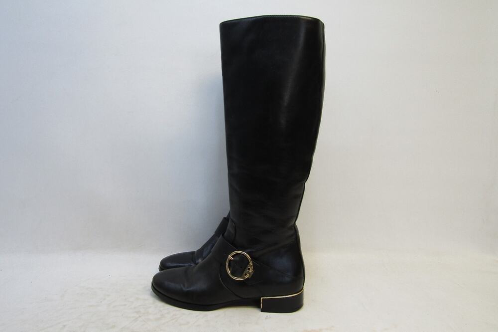 Tory Burch Womens Size 7.5 M Black Leather Zip Riding Fashion 16" Shaft Boots